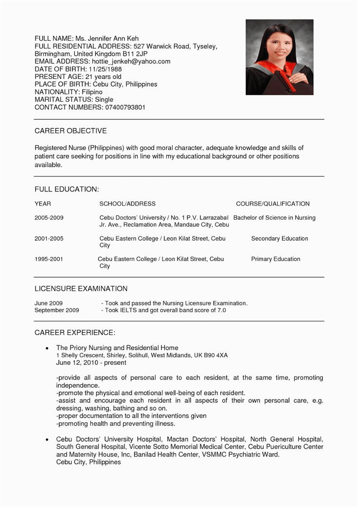 Sample Resume for Filipino Nurses Applying Abroad format for Writing Resume Debt Collectors Resume Sample