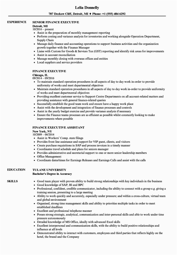 Sample Resume for Financial Management Position 9 10 Finance Major Resume Examples Loginnelkriver