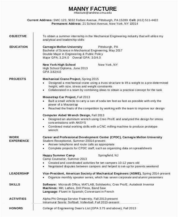 Sample Resume for First Time Job Applicant First Time Applicant First Job College Student Resume