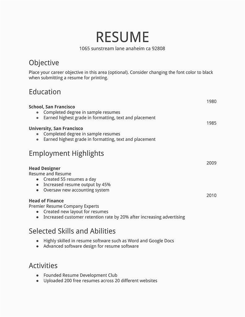 Sample Resume for First Time Job Applicant Job Application First Time Job Seeker Resume format for