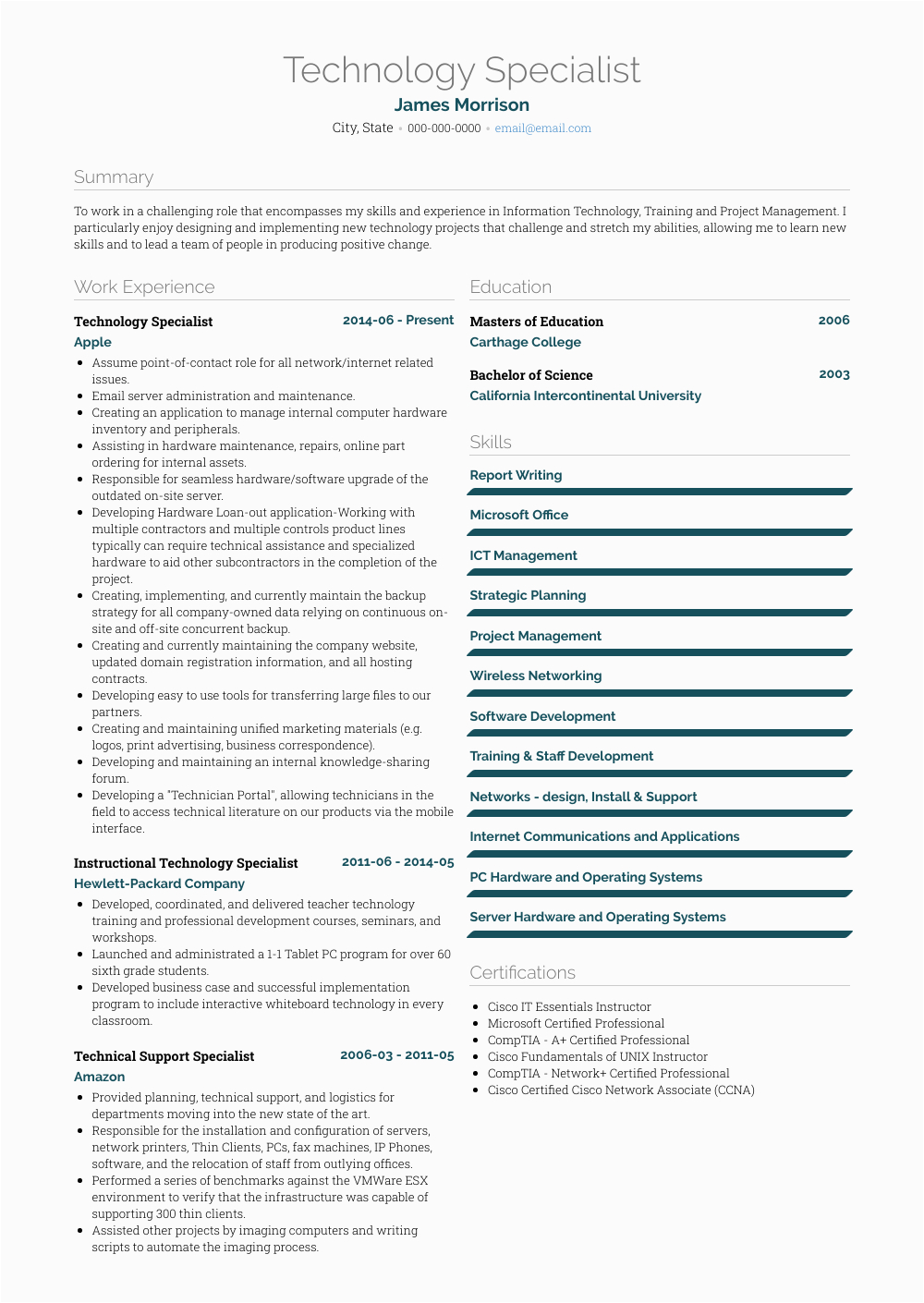 Sample Resume for Information Technology Specialist Information Technology Specialist Resume Samples and