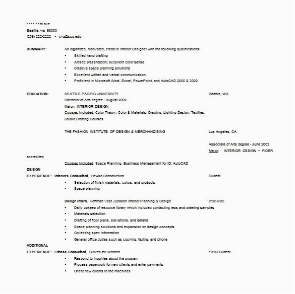 Sample Resume for Interior Designer Fresher Awesome Resume format Pdf for Interior Designer Fresher