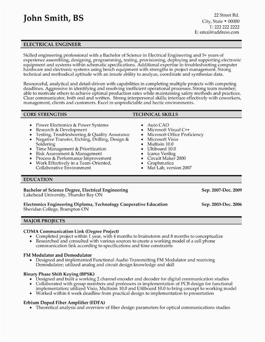 Sample Resume for Internship In Electronics and Communication Engineering Electrical Engineer Resume Sample & Template