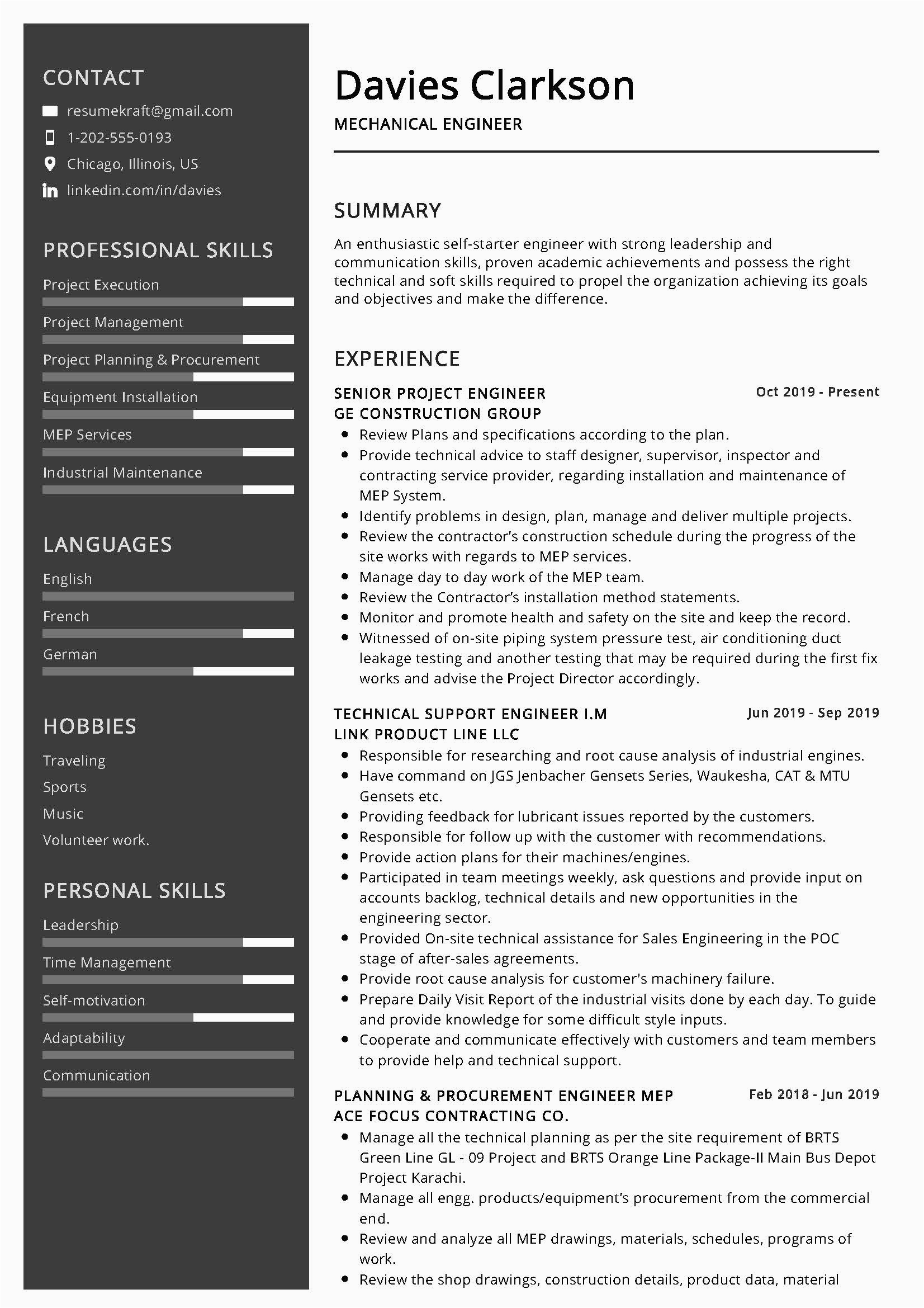 Sample Resume for Mechanical Engineer Professional Mechanical Engineer Resume Sample & Writing Tips 2020