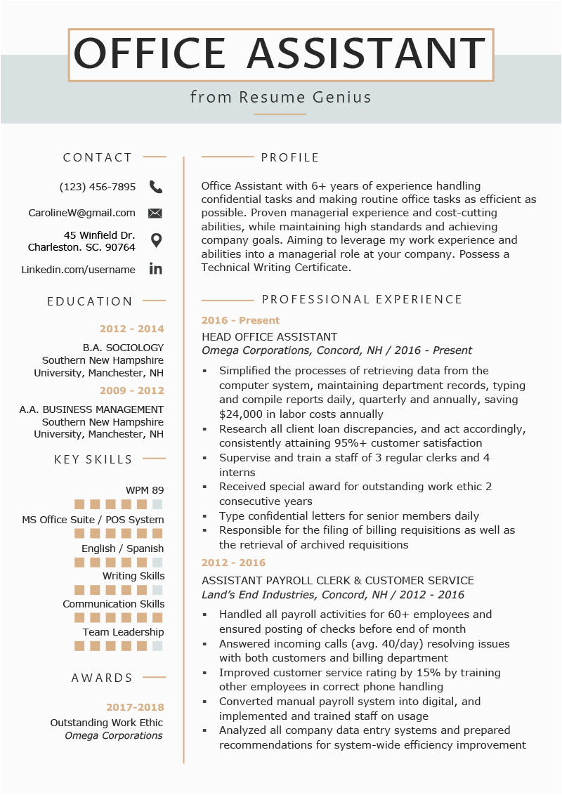 Sample Resume for Office assistant Examples Fice assistant Resume Example & Writing Tips