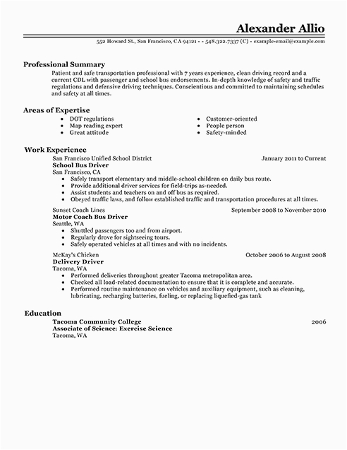 Sample Resume for School Bus Driver Position Best Bus Driver Resume Example