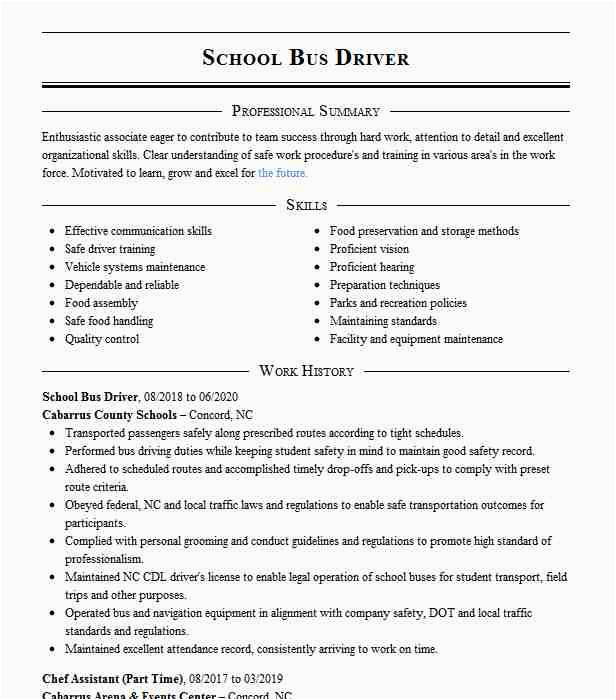 Sample Resume for School Bus Driver Position School Bus Driver Resume Example Student Transportation