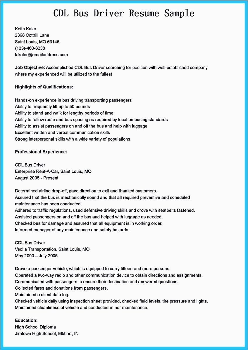 Sample Resume for School Bus Driver Position Stunning Bus Driver Resume to Gain the Serious Bus Driver Job