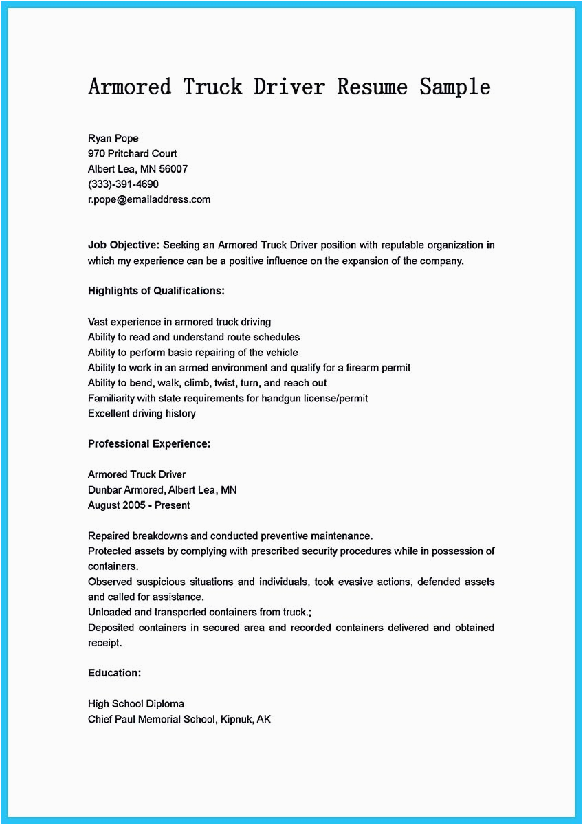 Sample Resume for School Bus Driver Position Stunning Bus Driver Resume to Gain the Serious Bus Driver Job