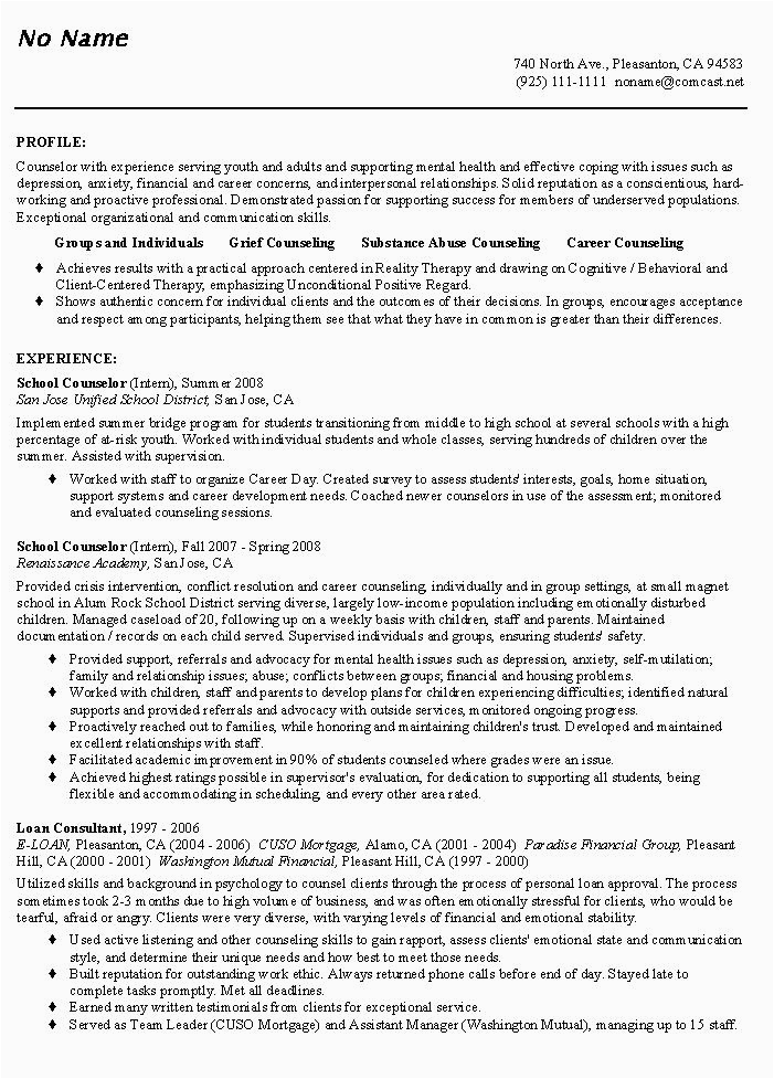 Sample Resume for School Counselor Position School Counselor Resume Sample Educator Resumes