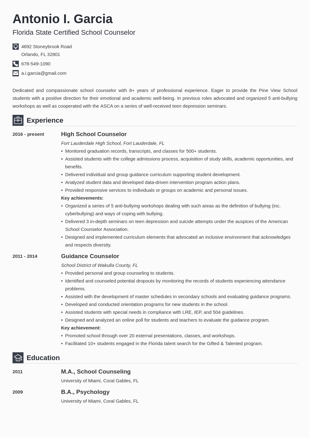 Sample Resume for School Counselor Position School Counselor Resume Sample Job Description Skills