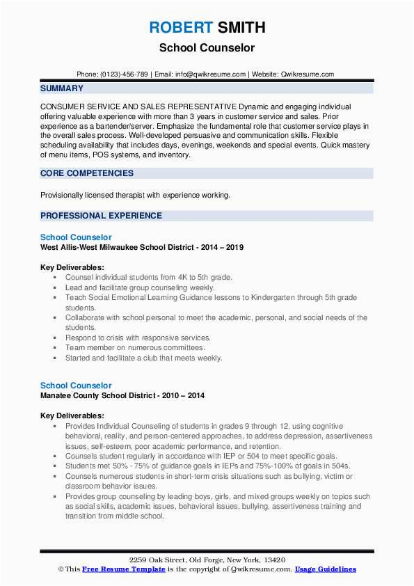 Sample Resume for School Counselor Position School Counselor Resume Samples
