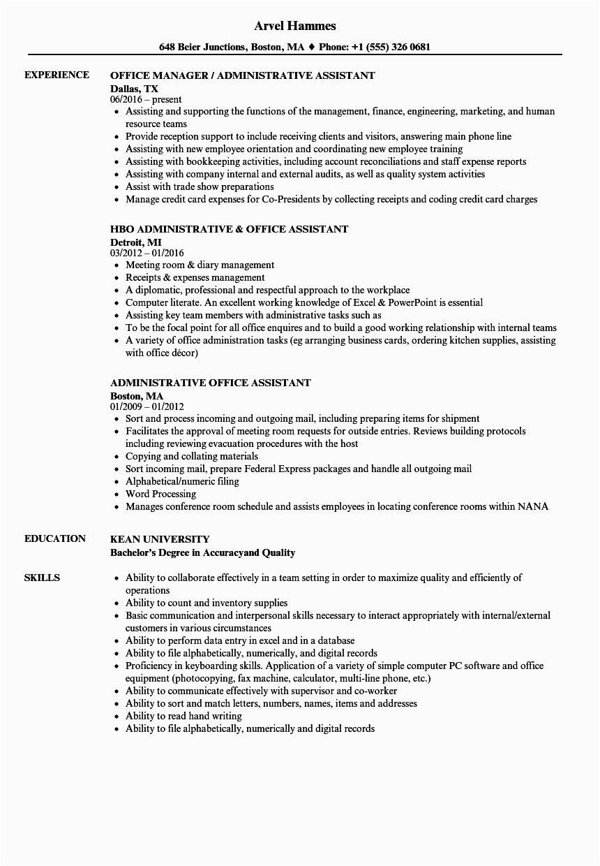 Sample Resume for School Office assistant Fice assistant Resume