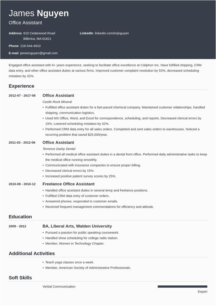 Sample Resume for School Office assistant Office assistant Resume Example Template Influx In 2020