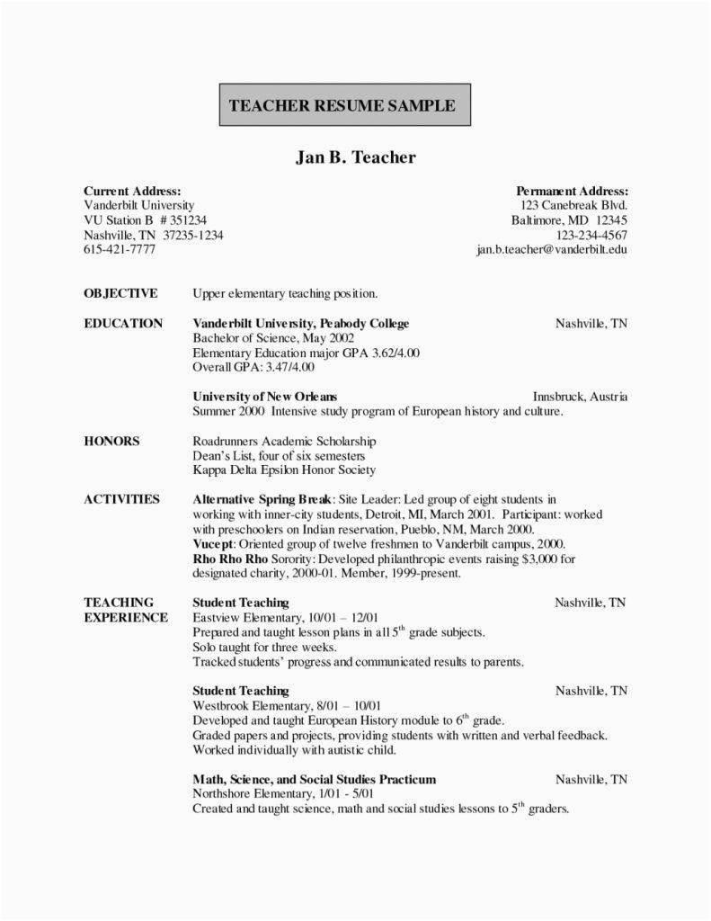 Sample Resume for School Teacher India Sample Resume for Teachers In India Word format Best