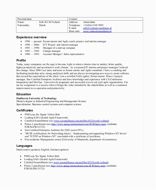 Sample Resume for Scrum Master Role Agile Scrum Master Resume Free Resume Templates