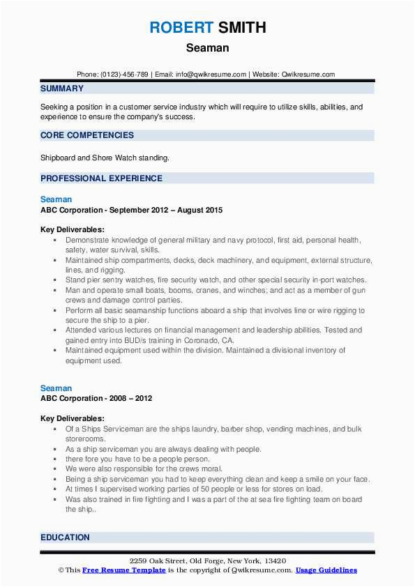 Sample Resume for Seaman Engine Cadet Able Seaman Resume format March 2021