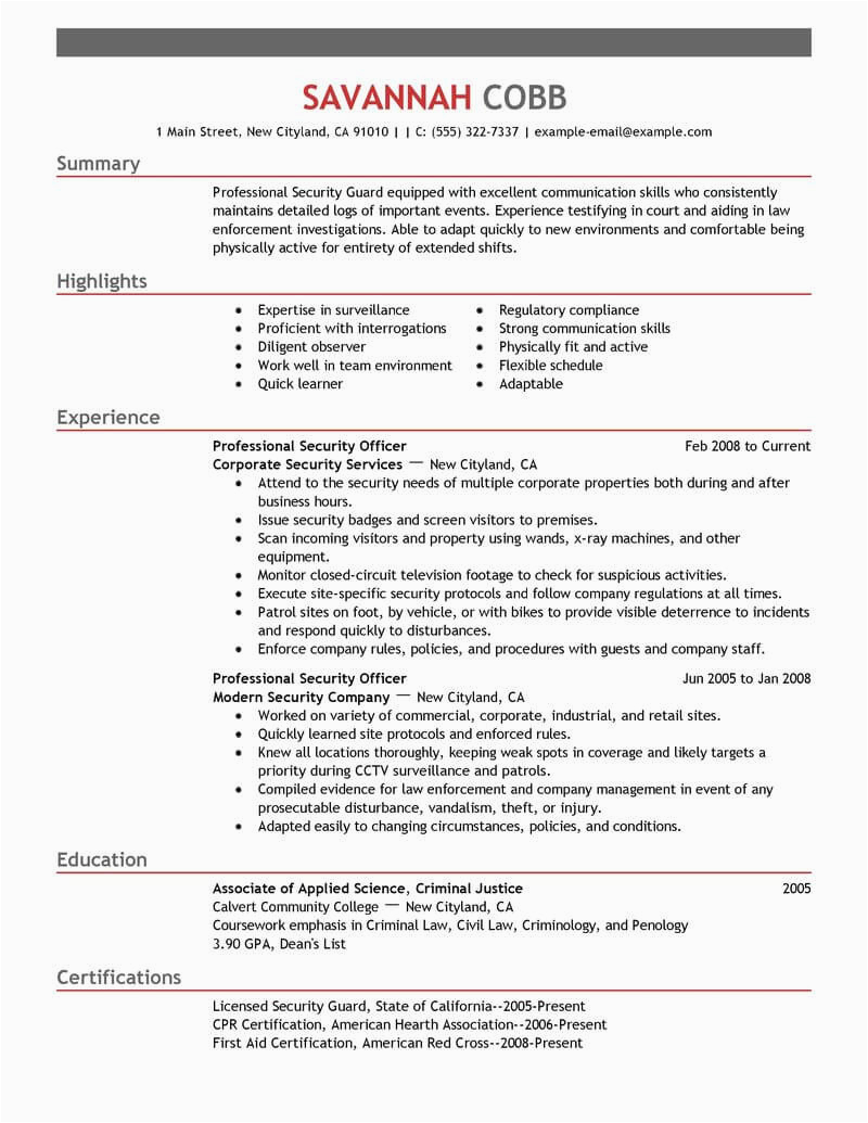 Sample Resume for Security Guard No Experience Application Letter for Security Guard with No Experience