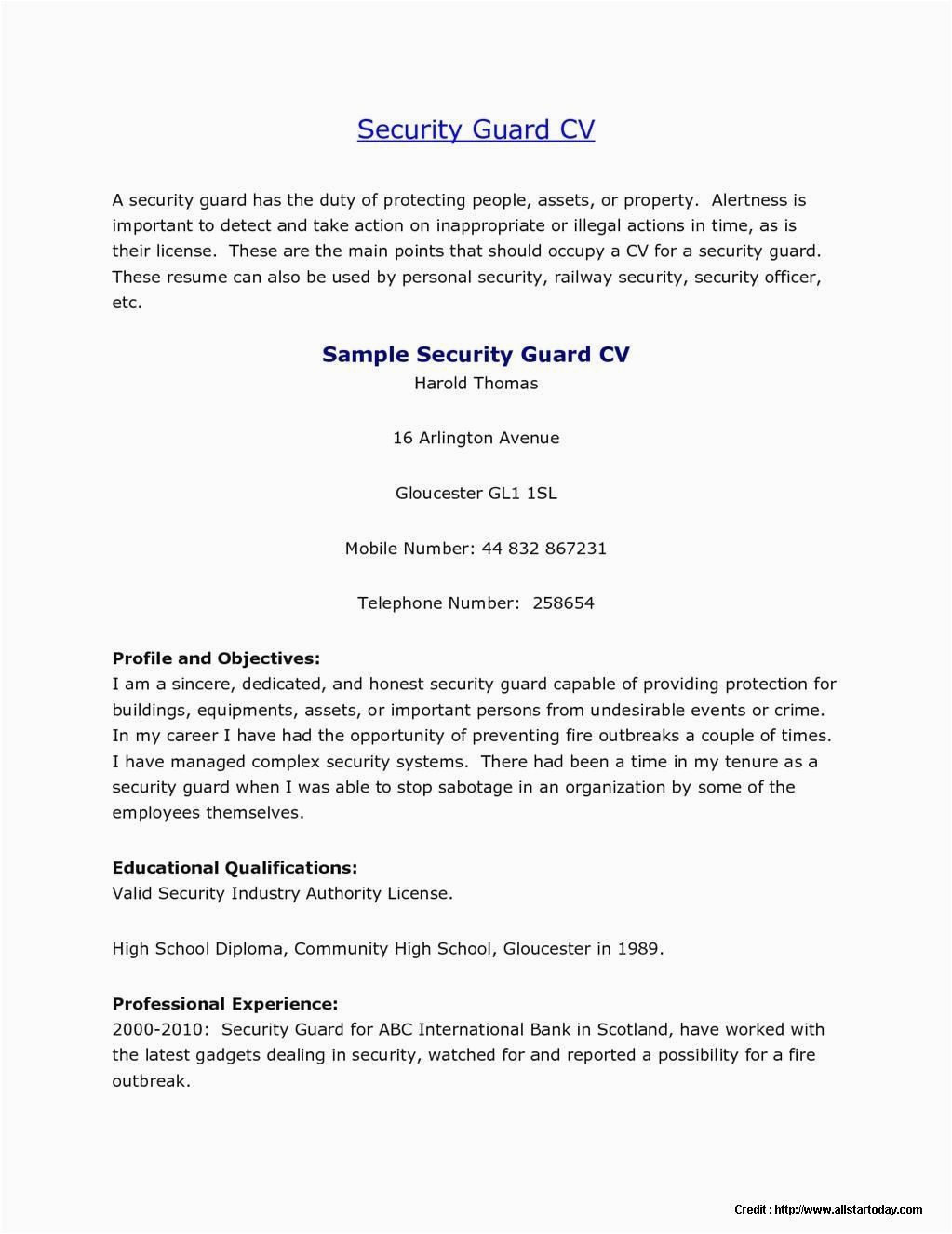 Sample Resume for Security Guard No Experience How Do I Write A Resume for A Security Guard with No