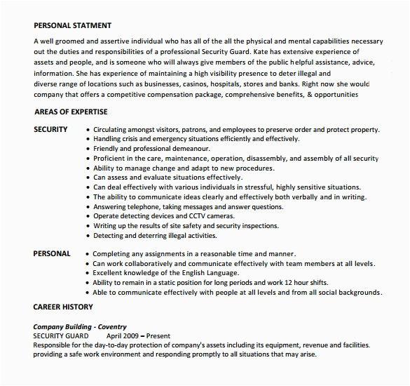 Sample Resume for Security Guard Pdf Free 7 Sample Security Guard Resume Templates In Pdf