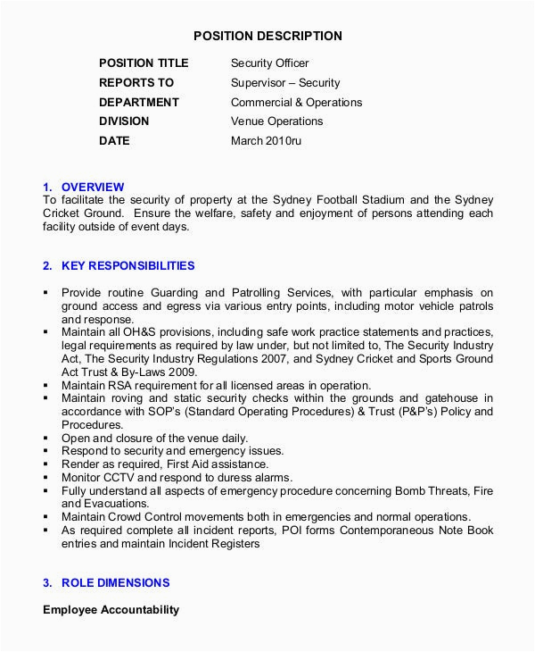 Sample Resume for Security Guard Pdf Security Guard Resume 5 Free Sample Example format