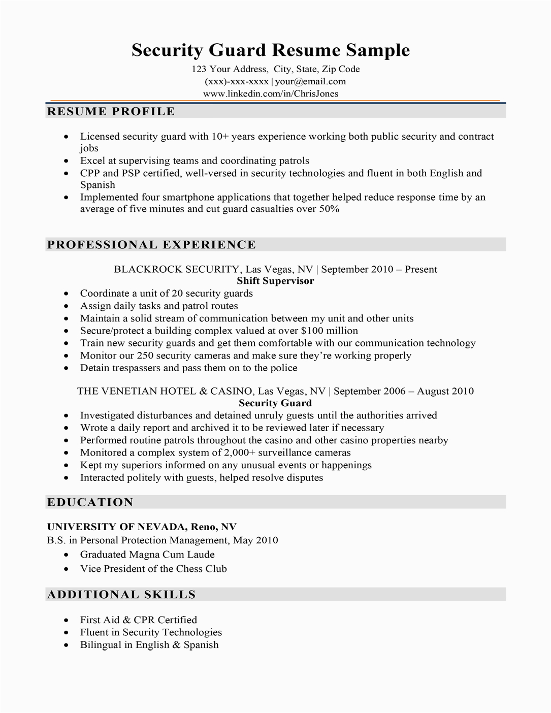 Sample Resume for Security Officer Position Security Guard Resume Sample & Writing Tips