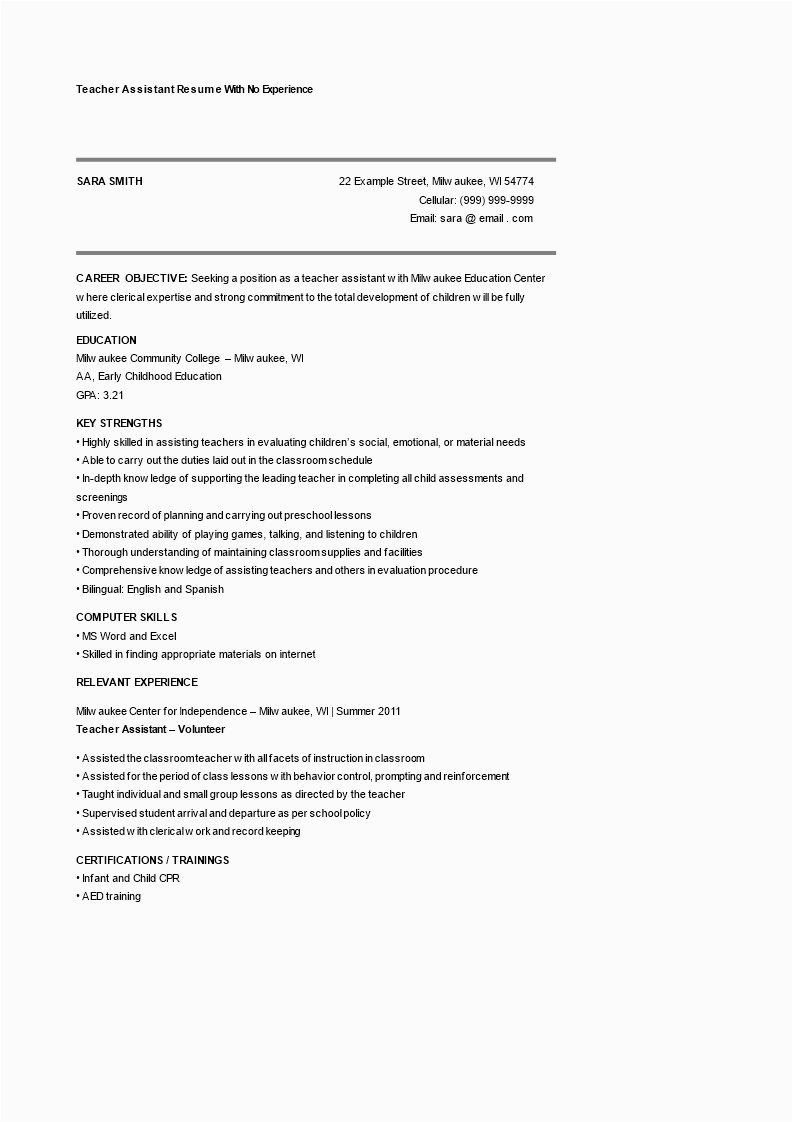 Sample Resume for Teaching Position with No Experience Cv for Teaching Job with No Experience 40 Modern