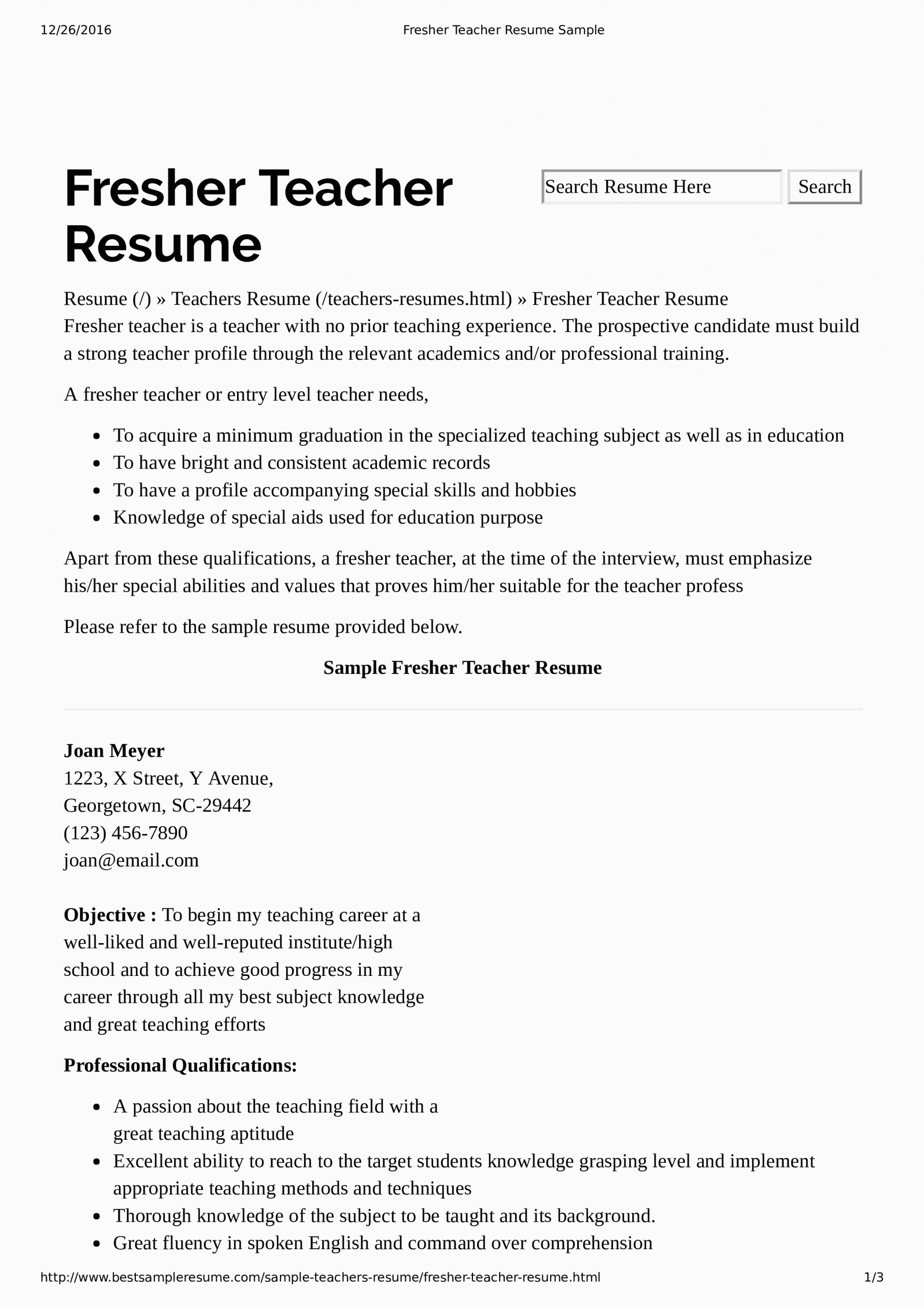 Sample Resume for Teaching Position with No Experience Preschool Teacher Resume with No Experience