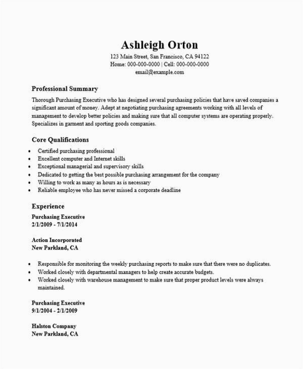 Sample Resume format for Purchase Executive Free 42 Executive Resume Templates In Pdf Ms Word