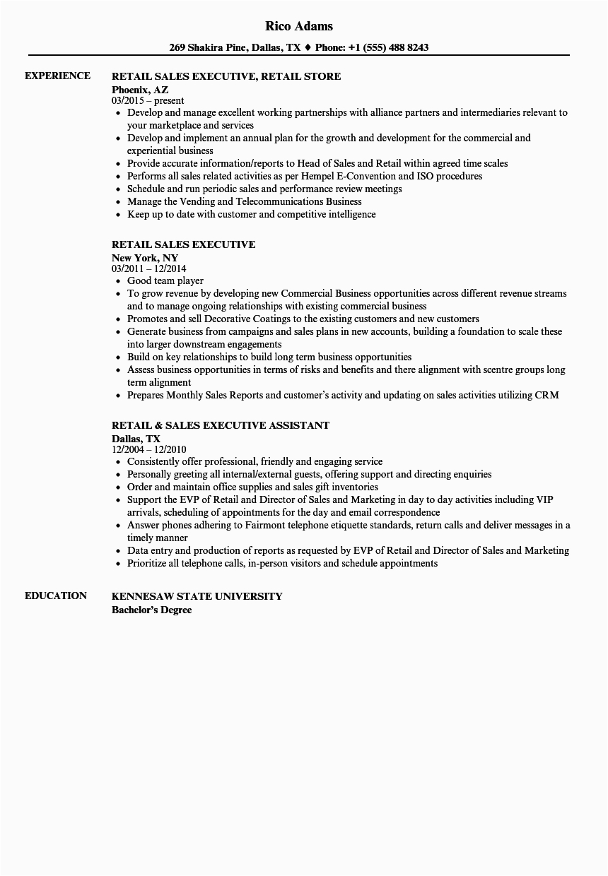 Sample Resume format for Sales Executive Resume for Sales Executive 6 Sales Executive Resume