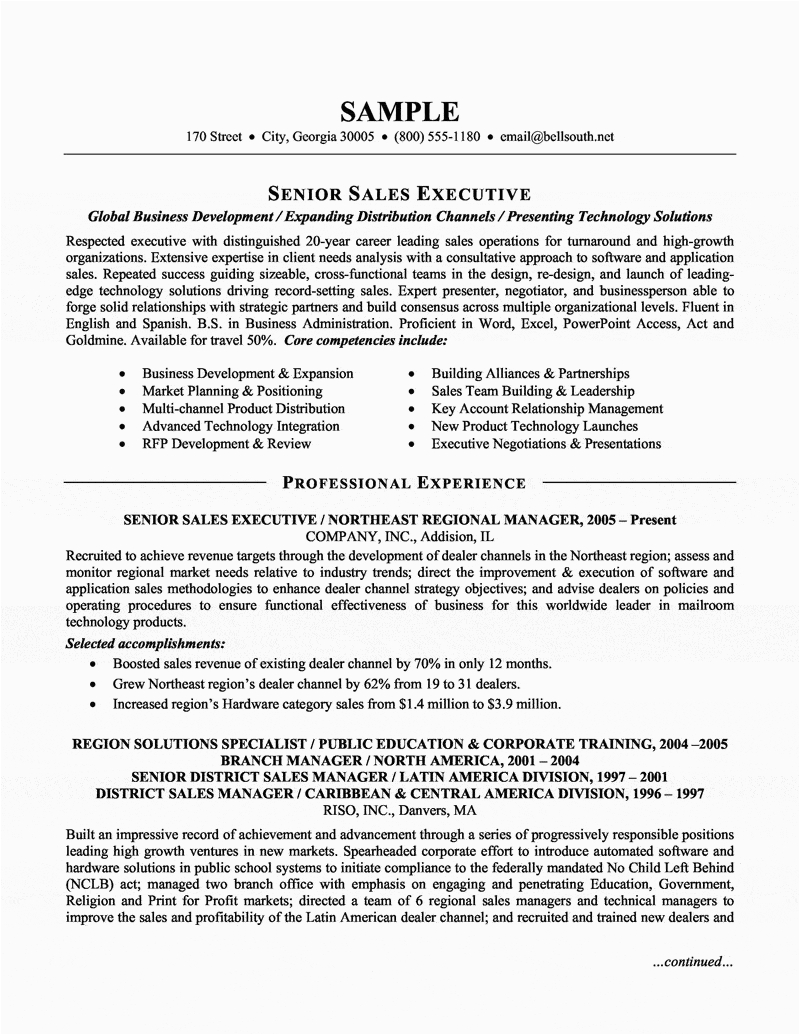 Sample Resume format for Sales Executive Senior Sales Executive Resume