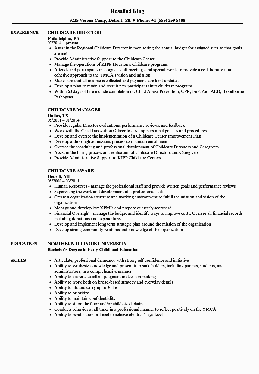 Sample Resume Objective for Child Care Early Childhood Education Child Care Resume Sample Best