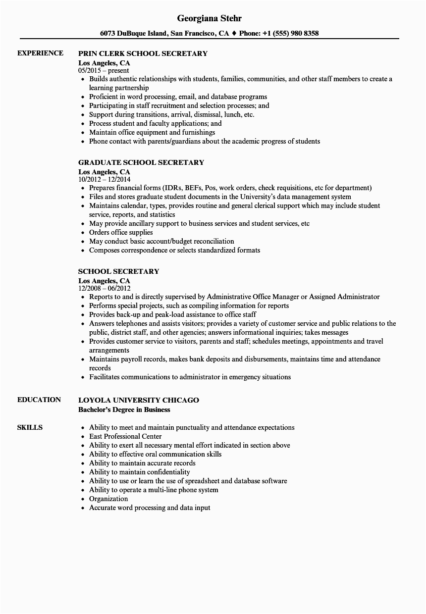 Sample Resume Objective for Secretary Position 12 School Secretary Resume Examples Radaircars