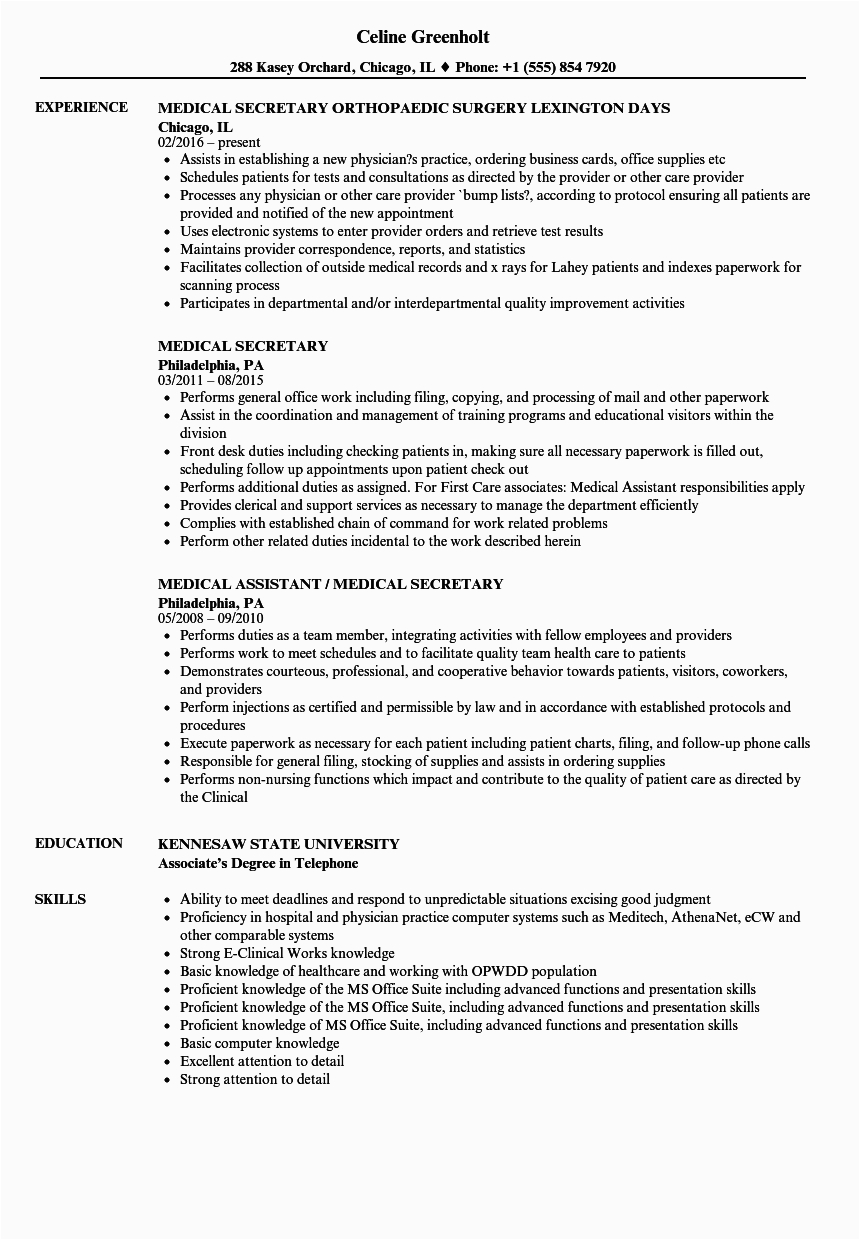 Sample Resume Objective for Secretary Position Secretary Job Description Resume Sample Best Resume Examples