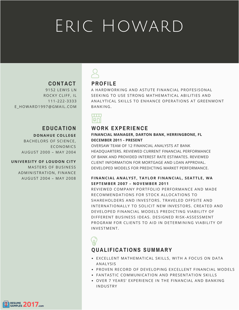 Sample Resume Objectives for Experienced It Professionals Finest Resume Samples for Experienced Finance