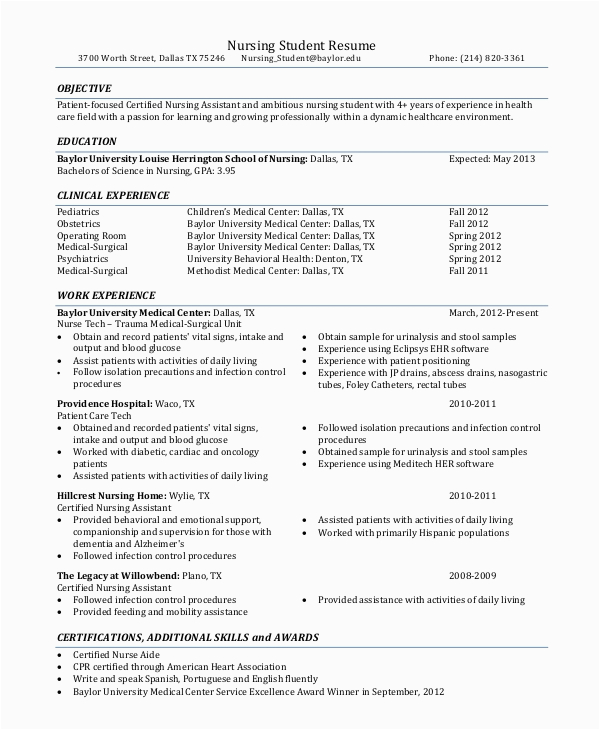 Sample Resume Objectives for Nursing Student Free 8 Resume Objective Samples In Pdf