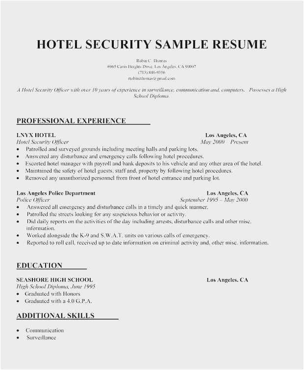 Sample Resume Objectives for Security Officer Free Collection 58 Security Guard Resume Sample