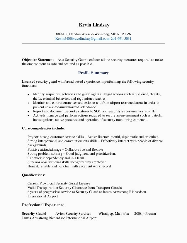 Sample Resume Objectives for Security Officer Security Guard Resume In 2020