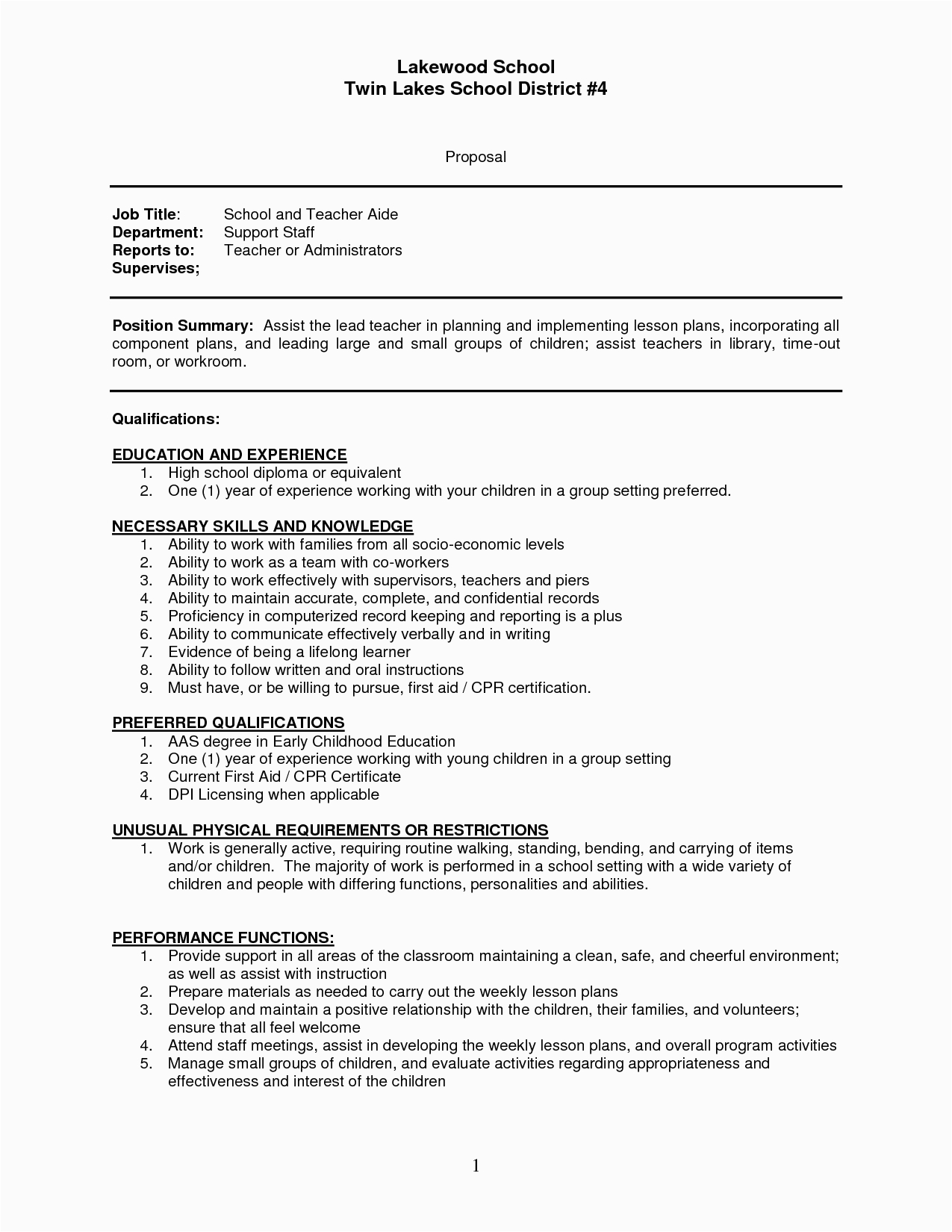 Sample Resume Objectives for Teachers Aide Teacher assistant Sample Resume Sample Resume Of Teachers