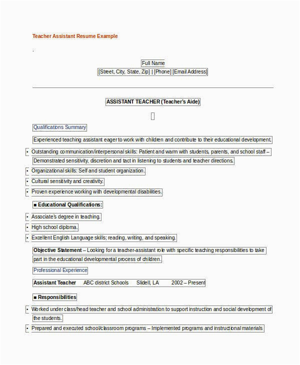 Sample Resume Objectives for Teachers Aide Teacher Resume Examples 26 Free Word Pdf Documents