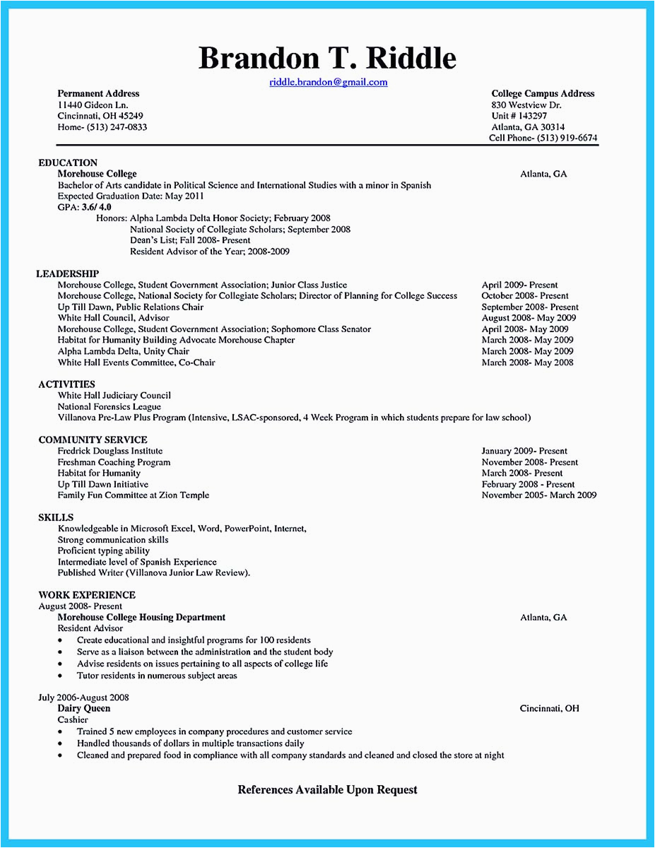 Sample Resume Skills for It Students Best Current College Student Resume with No Experience