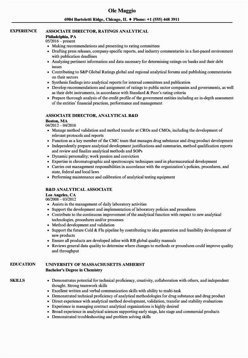 Sample Resume Strong Analytical Skills Example Analytical Method Transfer Protocol Template