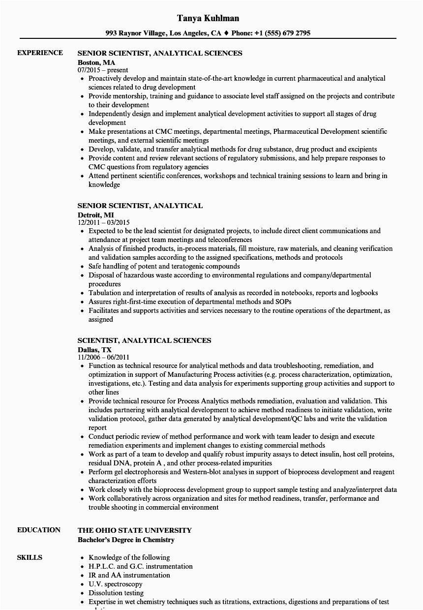 Sample Resume Strong Analytical Skills Example Scientist Analytical Resume Samples