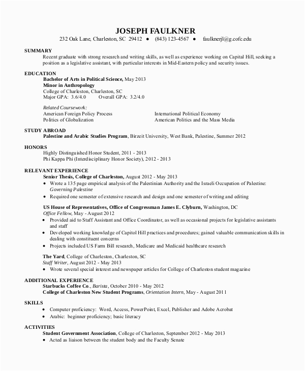 Sample Resume Summary for College Student Free 10 Sample Resume for College Student In Ms Word