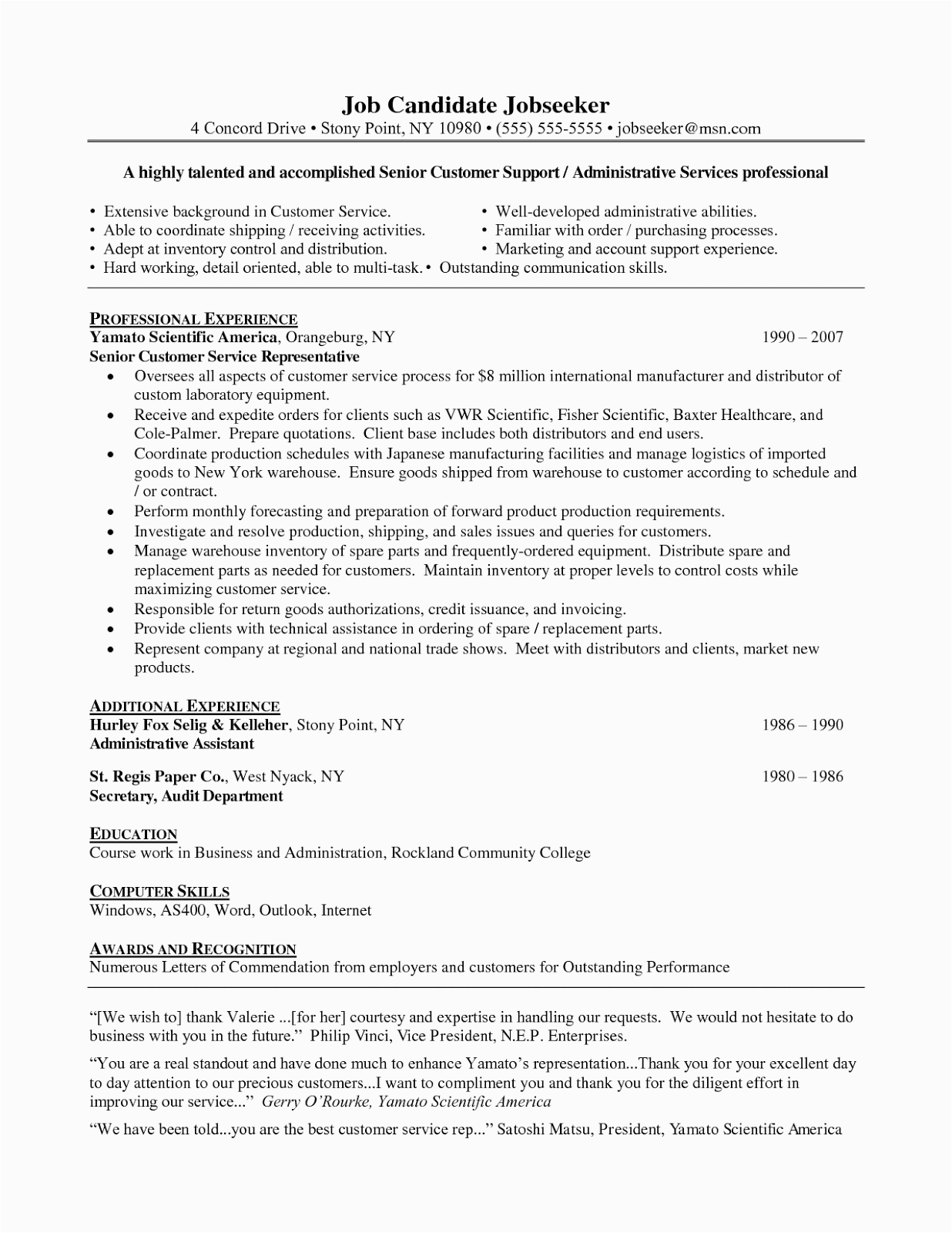 Sample Resume Summary Statement for Customer Service Career Objective for Customer Service Resume