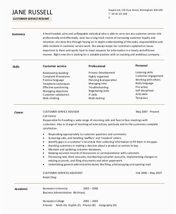 Sample Resume Summary Statement for Customer Service Free 9 Sample Resume Summary Statement Templates In Ms