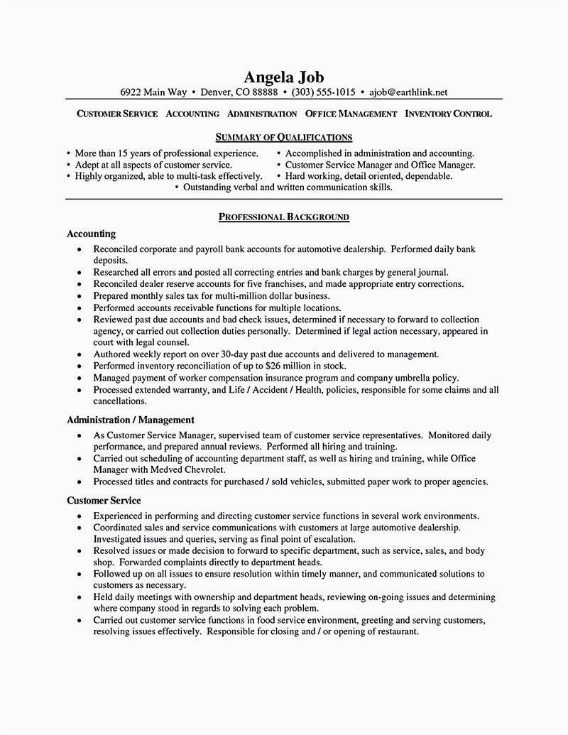 Sample Resume Summary Statement for Customer Service Resume Templates and Resume Examples