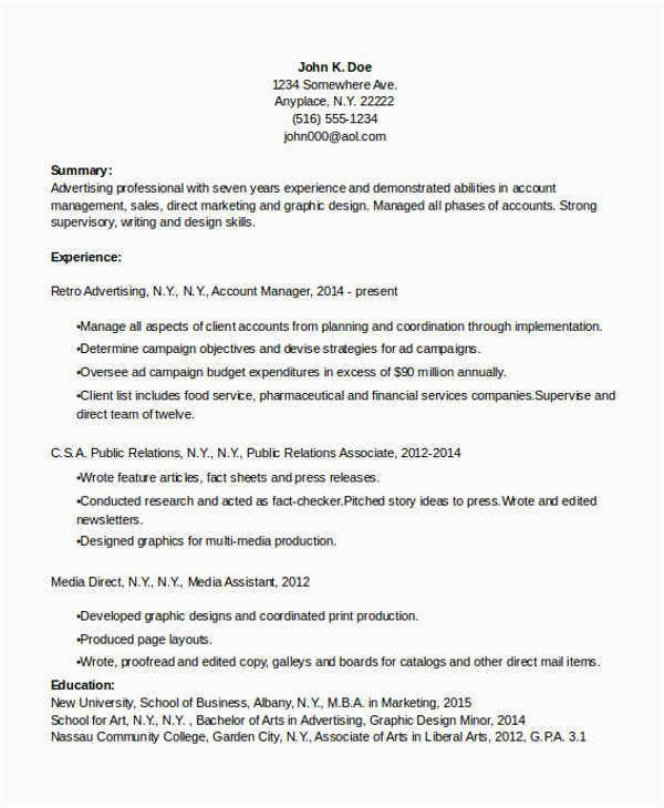 Sample Resume Template for Experienced Candidate 15 Resume Templates In Word