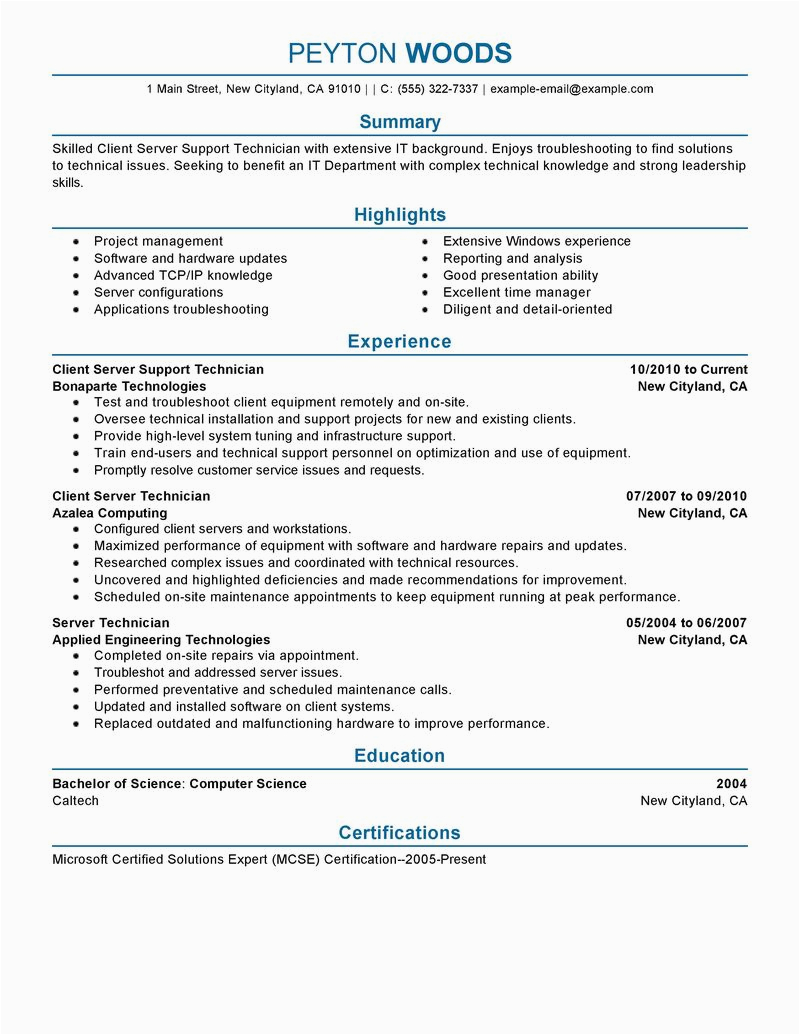 Sample Resume Template for It Professional 11 Amazing It Resume Examples