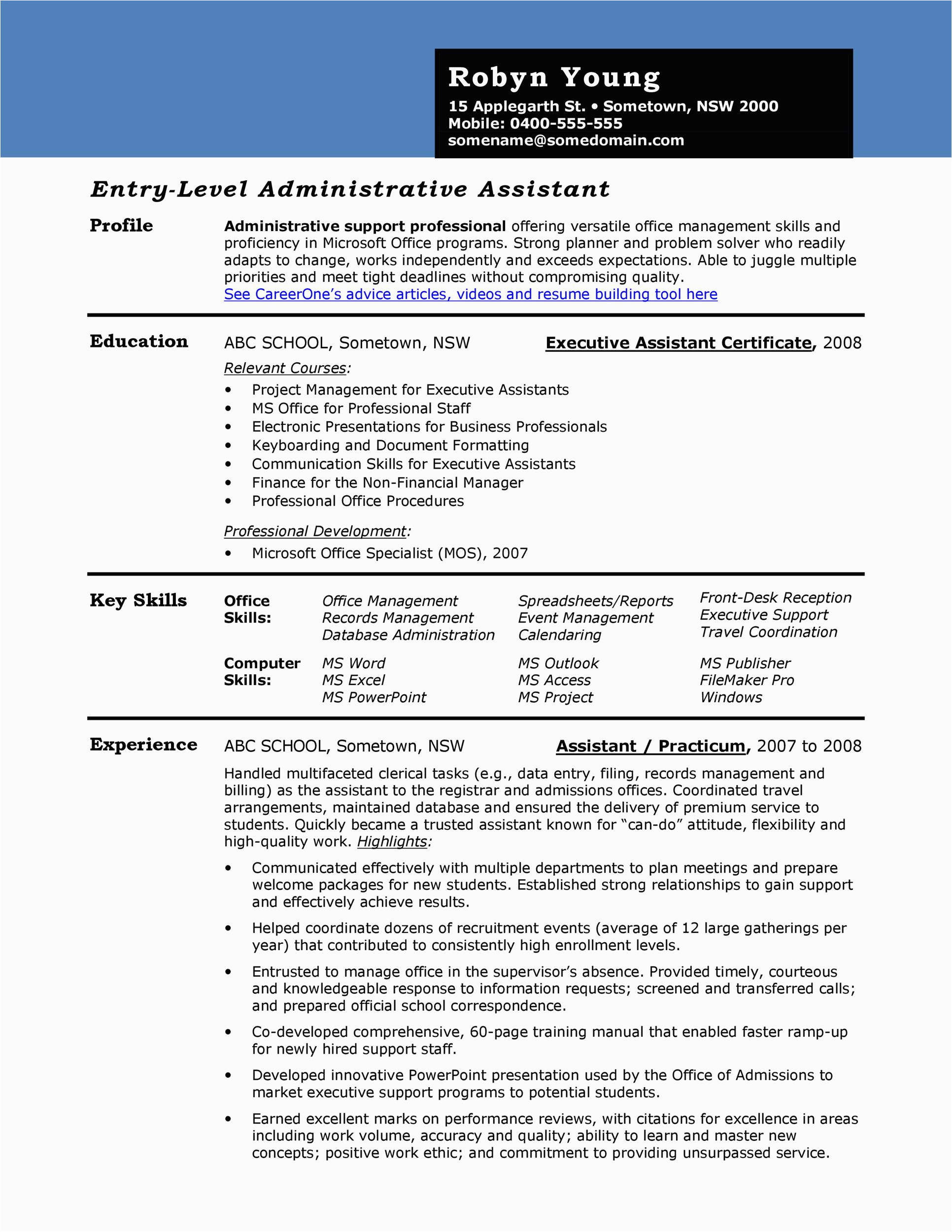 Sample Resume Templates for Administrative assistant 20 Free Administrative assistant Resume Samples